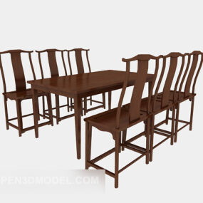 Chinese Style Mahogany Table Chair 3d model
