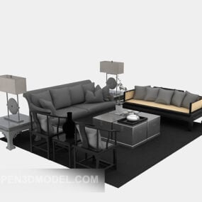 Chinese Style Multi-seaters Sofa 3d model