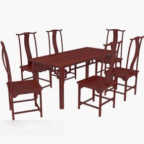 Chinese Style Multi-seaters Table Chair Furniture 3d model