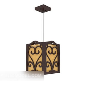 Mô hình 3d đèn chùm gỗ nguyên khối phong cách Trung Quốc