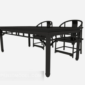 Chinese Style Solid Wood Desk 3d model