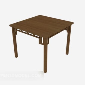 中式实木餐桌3d模型