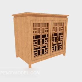 Chinese Style Solid Wood Locker 3d model