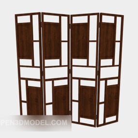 Modelo 3d de partição de madeira maciça de estilo chinês