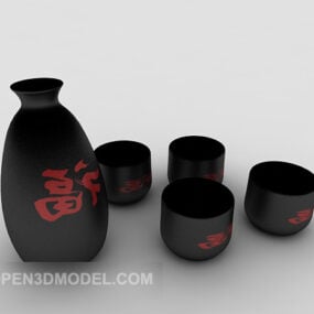 Collection de bouteilles de vin de style chinois modèle 3D