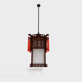 Modelo 3D de lustre de madeira estilo chinês