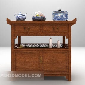 Chinese Style Retro Wooden Entrance Cabinet 3d model