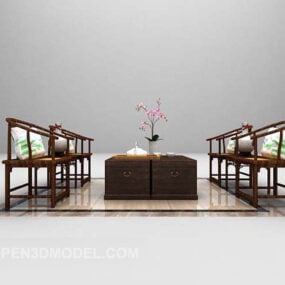 Chinese Retro Table And Chair 3d model