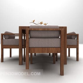 Chinese Tea Table And Chair Combination V1 3d model