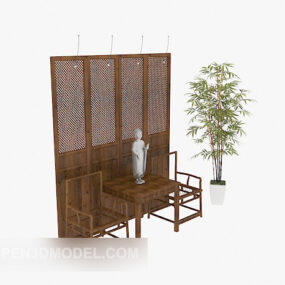 Table et chaises chinoises, meubles à écran modèle 3D