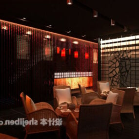 中国茶室のパーティション装飾3Dモデル