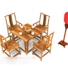 Čínský čajový stůl a židle kombinace