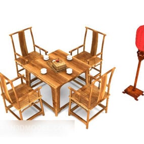Kiinalainen teepöytä ja tuoli -yhdistelmä 3D-malli