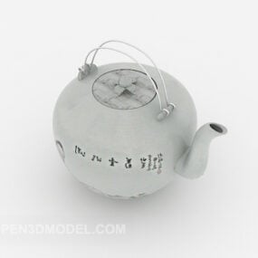 إبريق شاي صيني لون أبيض نموذج ثلاثي الأبعاد