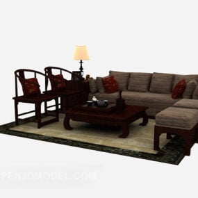 3д модель китайского традиционного комбинированного дивана