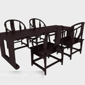 Tradycyjne chińskie zestawy krzeseł stołowych Model 3D