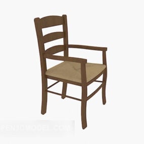 كرسي طعام خشبي تقليدي موديل 3D
