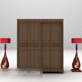 Chinese Wood Wardrobe Floor Lamp 3d model