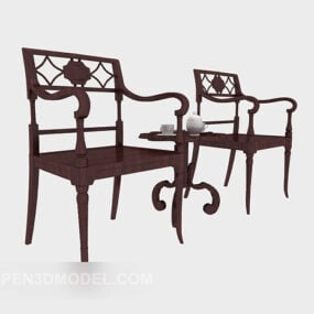 Čínský dřevěný vyřezávaný nábytek do křesla 3D model