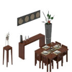 میز ناهارخوری چوبی چینی مدل سه بعدی