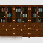 Chinese wooden large bookcase 3d model