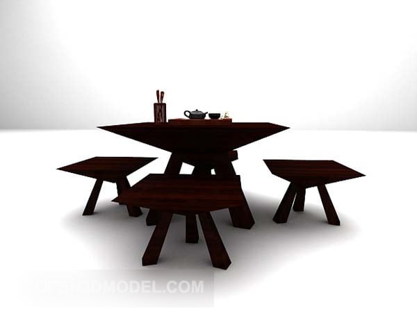 Sillas de mesa de madera oscura de estilo chino