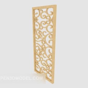 Chinese Yellow Solid Wood Carving Partition 3d model