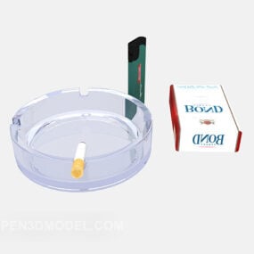 Cigaretter, lightere, askebægre 3d-model