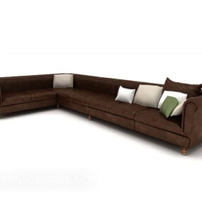 Sofa Multi-tempat Duduk Klasik Untuk Rumah model 3d