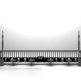 Classical Long Sofa 3d model