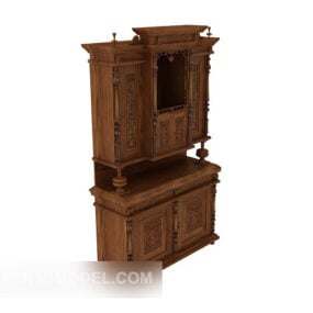 3д модель классического бокового шкафа из дерева