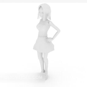 Model 3d Karakter Gadis Pakaian