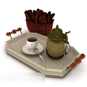 Coffee Cup Disc Food Set 3d model
