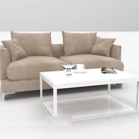 Leather Coffee Table Sofa 3d model