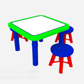 Έγχρωμο Παιδικό Τραπέζι και Καρέκλα τρισδιάστατο μοντέλο