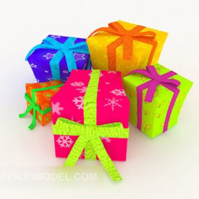Kotak Hadiah Warna-warni Model 3d Ulang Tahun Natal