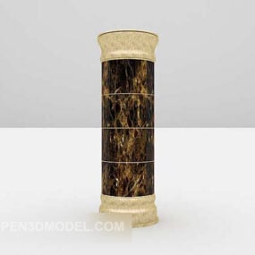 正方形の柱茶色の大理石で覆われた 3D モデル