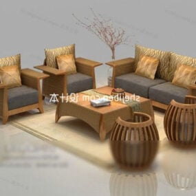 Combination Rattan Sofa Chairs 3d model