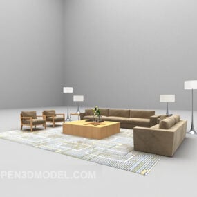 Combination Sofa Furniture With Floor Lamp 3d model