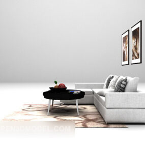 3д модель комбинированного дивана-стола с настенной росписью