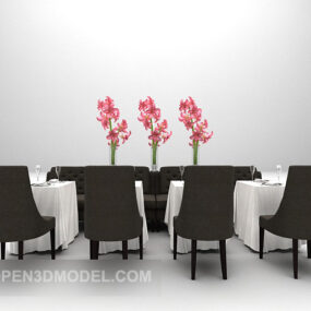 Combined Table Dinning Set With Chair 3d model