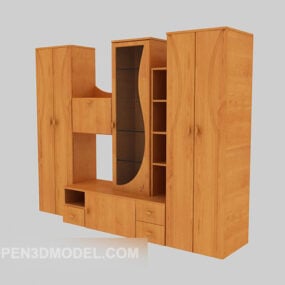 ハイレッグ付き木製ワードローブ3Dモデル
