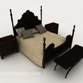 Common European Double Bed 3d model
