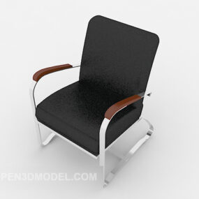 3д модель обычного офисного кресла черного кожаного цвета