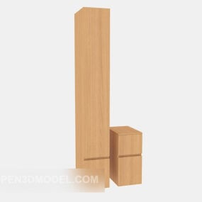 Běžný minimalistický dřevěný 3D model šatní skříně
