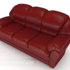 Sofa Tiga Orang Merah Biasa
