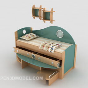 Model 3D złożonego łóżka pojedynczego