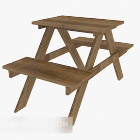 3D model spojené klády stůl a židle
