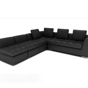 3д модель углового многоместного дивана черного цвета