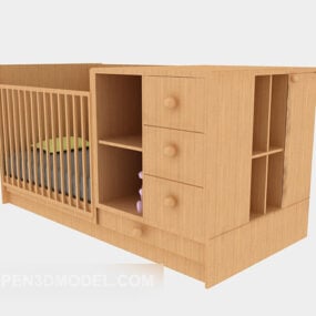 Cradle Bed With Cabinet Combination 3d model